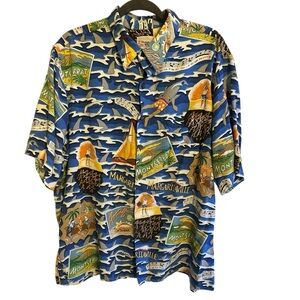 Vintage Reyn Spooner Margaritaville Rayon Made In Hawaiian Shirt L/XL Tropical